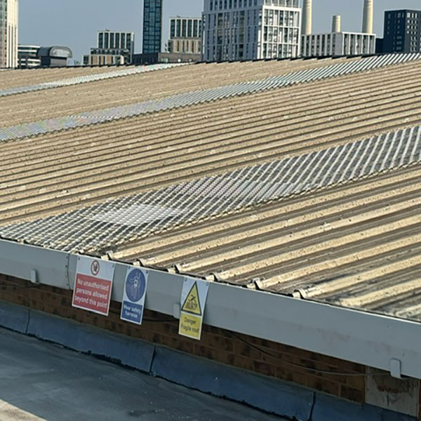 Fragile rooflights on a metal profile roof